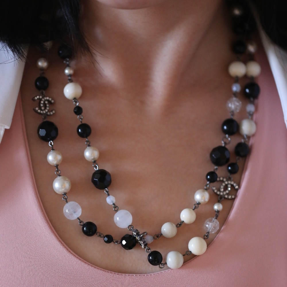 Chanel Panda Black and white Necklace